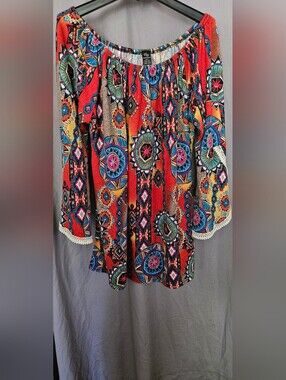 Win win Vibrant Boho Aztec Print Tunic